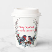 Gobelets En Papier Aquarelle Bullfinies Wreath - Joyeux Noël Pa (Verso)