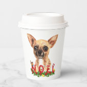 Gobelets En Papier Aquarelle Chihuahua Noel Noël (Recto)