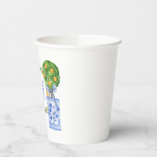 Gobelets En Papier Aquarelle Chinoiserie Citrus Topiogramme (Gauche)