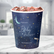 Aquarelle Ciel Céleste Lune & Étoiles Baby shower