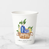 Gobelets En Papier Aquarelle Citron Panier méditerranéen Anniversaire (Verso)