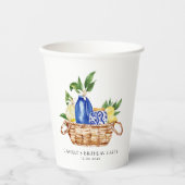 Gobelets En Papier Aquarelle Citron Panier méditerranéen Anniversaire (Recto)