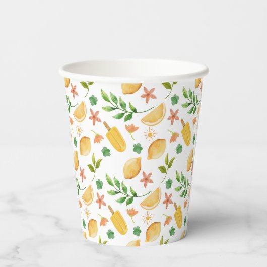 Gobelets En Papier Aquarelle Citrons & Popsicules Cups en papier - Ét (Verso)