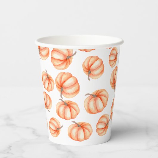 Gobelets En Papier Aquarelle Citrouille orange minimale Halloween aut (Verso)