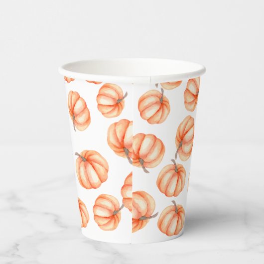 Gobelets En Papier Aquarelle Citrouille orange minimale Halloween aut (Droite)