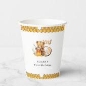 Gobelets En Papier Aquarelle classique Ours Miel Cinquième anniversai (Recto)