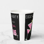 Gobelets En Papier Aquarelle Cocktail fête d'anniversaire noir (Droite)