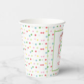 Gobelets En Papier Aquarelle Confetti Noël Bow Monogram Crest (Droite)