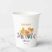 Gobelets En Papier Aquarelle Cute Little Chicken Famille Baby shower (Verso)