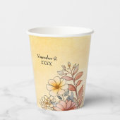 Gobelets En Papier Aquarelle d'automne Floral Terracotta Mariage jaun (Verso)