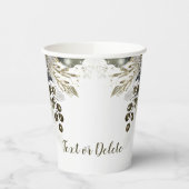 Gobelets En Papier Aquarelle de mariage Argent Golden White Roses (Gauche)