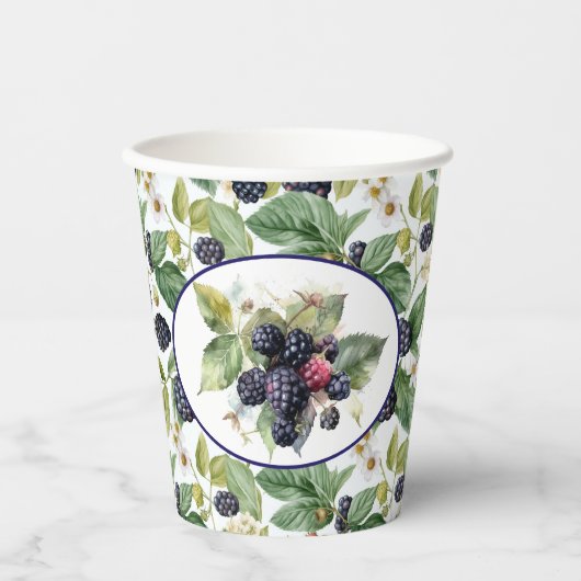 Gobelets En Papier Aquarelle de mûre Blackberry (Recto)