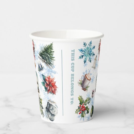 Gobelets En Papier Aquarelle de Noël (Gauche)