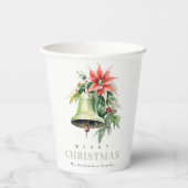Gobelets En Papier Aquarelle de Noël Bell Pine Poinsettia Folithe (Recto)