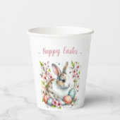 Gobelets En Papier Aquarelle de Pâques Oeufs et fleurs de lapin (Verso)