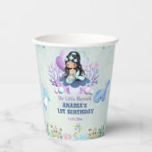 Gobelets En Papier Aquarelle de sirène magique fête d'anniversaire (Recto)