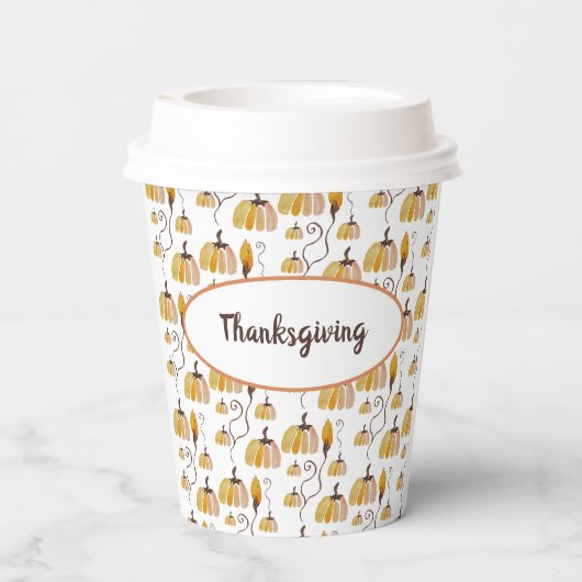 Gobelets En Papier Aquarelle de Thanksgiving Citrouilles (Verso)