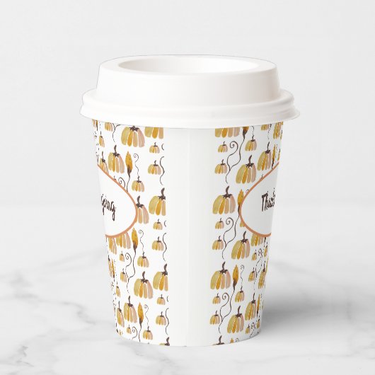 Gobelets En Papier Aquarelle de Thanksgiving Citrouilles (Droite)