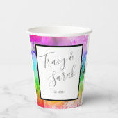 Gobelets En Papier Aquarelle d'encre d'alcool arc-en-ciel (Verso)