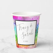 Gobelets En Papier Aquarelle d'encre d'alcool arc-en-ciel (Recto)