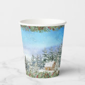 Gobelets En Papier Aquarelle d'hiver des bois de Noël (Verso)