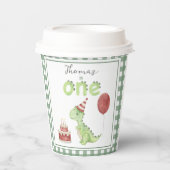 Gobelets En Papier Aquarelle Dinosaur 1er anniversaire (Recto)