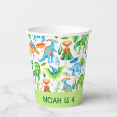 Gobelets En Papier Aquarelle Dinosaure Anniversaire T rex, Stegosauru (Verso)