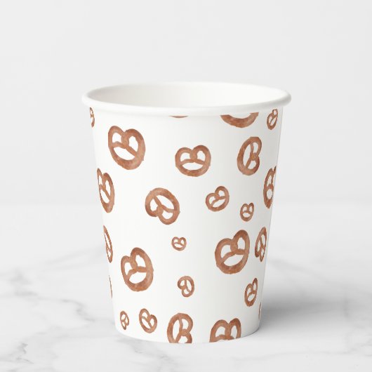 Gobelets En Papier Aquarelle douce salée Motif Pretzel (Verso)