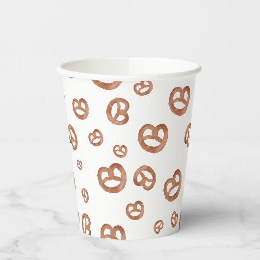 Gobelets En Papier Aquarelle douce salée Motif Pretzel (Gauche)