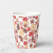 Gobelets En Papier Aquarelle Éléments de Noël Motif sans couture (Gauche)