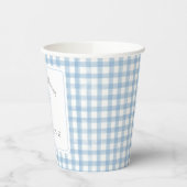 Gobelets En Papier Aquarelle En vichy Baby shower bleu clair (Gauche)