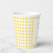 Gobelets En Papier Aquarelle En vichy Baby shower jaune (Droite)