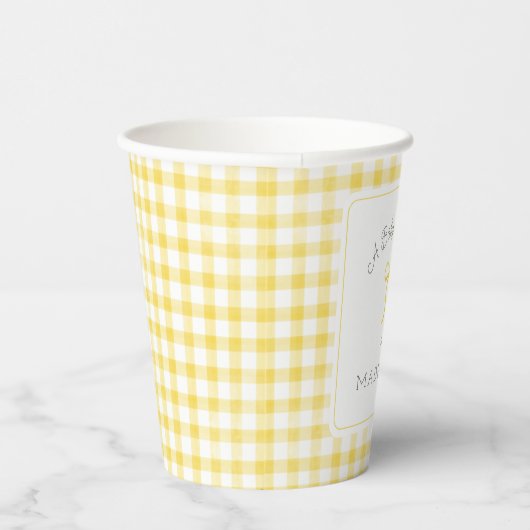 Gobelets En Papier Aquarelle En vichy Baby shower jaune (Droite)