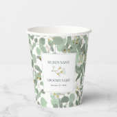 Gobelets En Papier Aquarelle Eucalyptus Mariage de fleurs vertes (Verso)