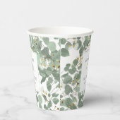 Gobelets En Papier Aquarelle Eucalyptus Mariage de fleurs vertes (Droite)