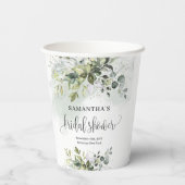 Gobelets En Papier Aquarelle eucalyptus verdure or nuptiale douche (Verso)