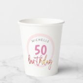 Gobelets En Papier Aquarelle exotique rose d'été (Recto)