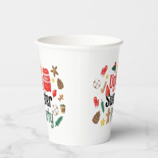 Gobelets En Papier Aquarelle Festive Ugly Sweater Party (Droite)