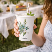 Gobelets En Papier Aquarelle Feuillage Vert Élégant, sur mesure