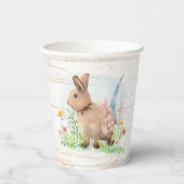 Gobelets En Papier Aquarelle fleur sauvage Lapin de Pâques Bois rusti (Verso)