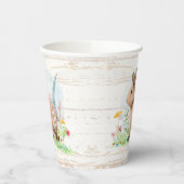 Gobelets En Papier Aquarelle fleur sauvage Lapin de Pâques Bois rusti (Gauche)