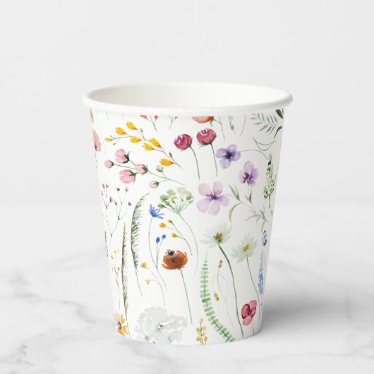 Gobelets En Papier Aquarelle Fleur sauvage Meadow Paper tasse (Verso)