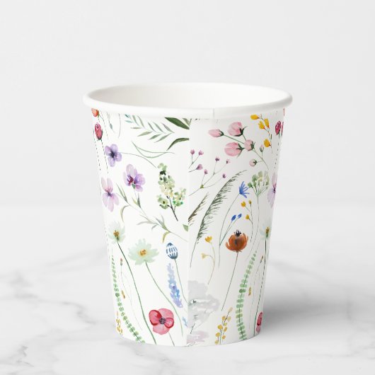 Gobelets En Papier Aquarelle Fleur sauvage Meadow Paper tasse (Droite)