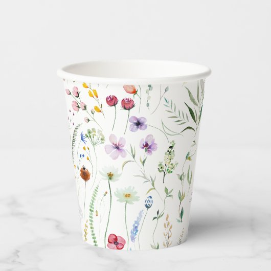Gobelets En Papier Aquarelle Fleur sauvage Meadow Paper tasse (Recto)