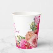 Gobelets En Papier Aquarelle fleurie rose vif table de douche (Verso)