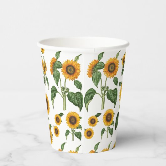 Gobelets En Papier Aquarelle Fleurs de soleil Botanique Foliage Verdu (Droite)