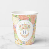 Gobelets En Papier Aquarelle Floral Garden Party Crest (Verso)