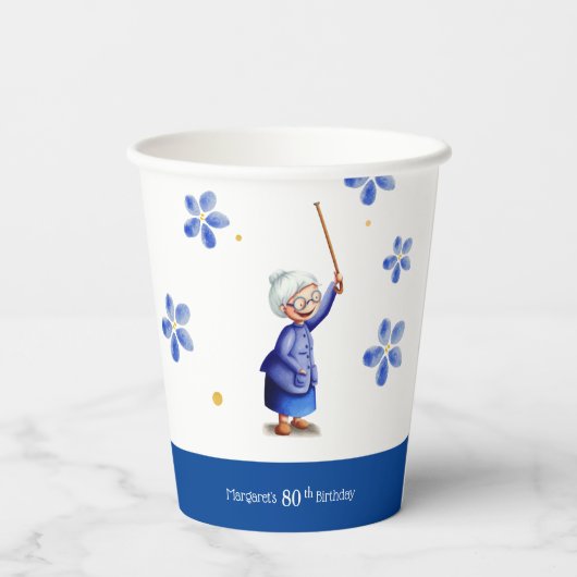 Gobelets En Papier Aquarelle Florale Anniversaire (Verso)