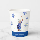 Gobelets En Papier Aquarelle Florale Anniversaire (Recto)