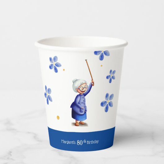 Gobelets En Papier Aquarelle Florale Anniversaire (Recto)